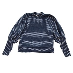 Madewell Balloon Sleeve Knit Top XS Navy Patterned Sweater